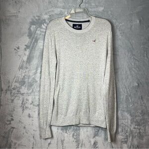 Hollister Men's Light Gray Crewneck Sweater Sz Medium Classic Soft Stretch Y2K